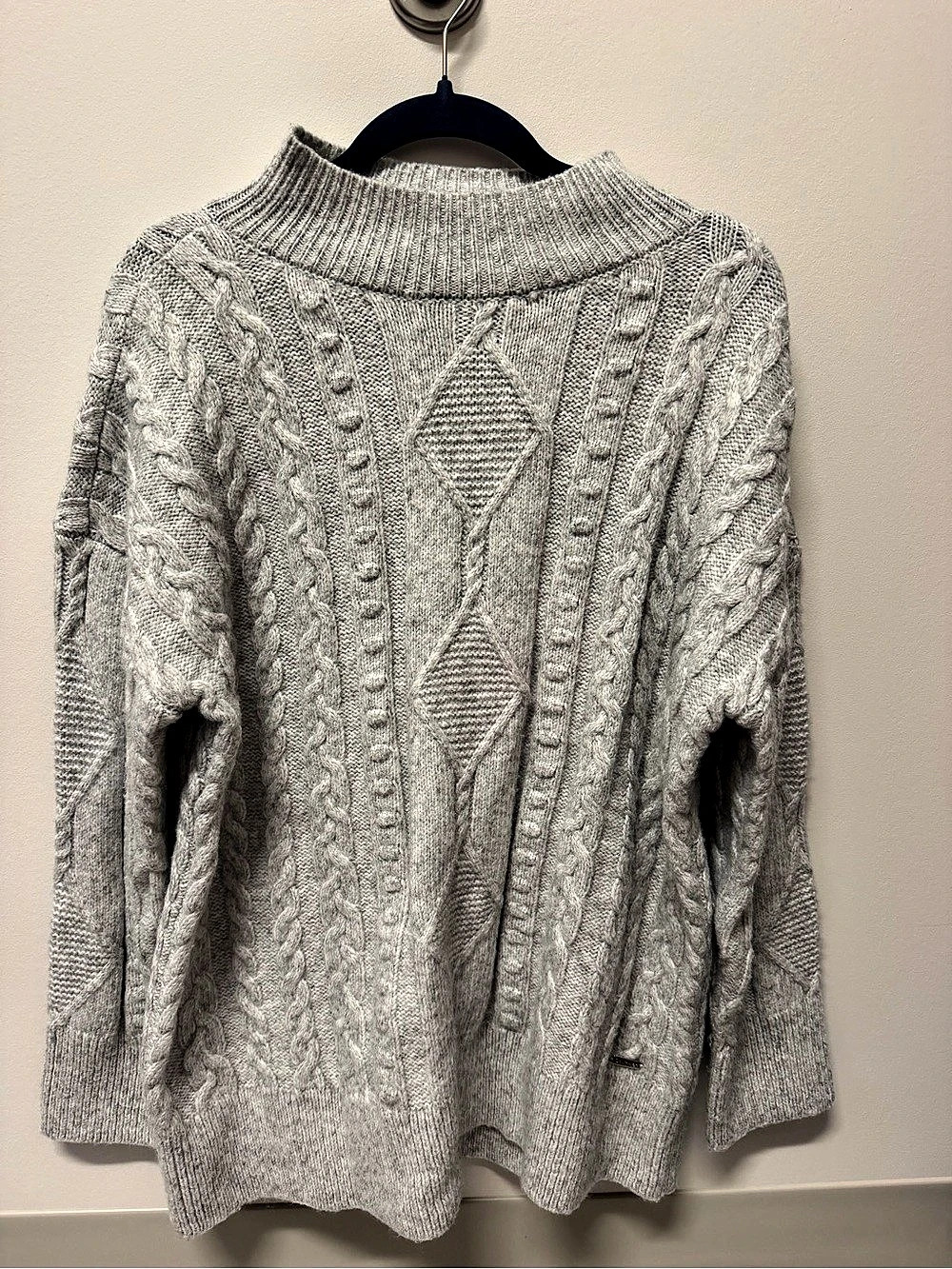 Calvin Klein Women's Cable Knit Cowl Neck Gray Size Medium